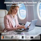 Hichain 20,000mAh 35W Power Bank Fast Charging Portable Charger for iPhone 17/16/15/14/13, iPad, Android, LED Display 4 Outputs Battery Pack Built in Dual Cables Portable Travel Charger Gray