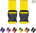 2 Pack Suitcase Straps, Bright Color Adjustable Luggage Belts, TSA Approved (Yellow)