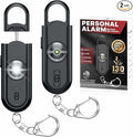 Personal Safety Alarm Keychain for Women 2PCS -130 dB Loud Siren with SOS Strobe Light, Flashlight, Double Speakers, Safe Defense Key Chain for Girls Kids Elders Emergency Call