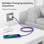 Basesailor for iPhone 17 16 Pro Max Charger Cord,USB to USB C Cable,Type C Charging Power Cord for Apple 17e 15 iPad 10 Air 4 5,Samsung Galaxy S26 S25 S24 S23,Purple,3Pack 1.5/3.3/6.6FT(0.5/1/2M)