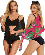 CHICGAL 2 Pieces Women Beach Sarong Bathing Suit Wrap Skirt Sheer Bikini Swimsuit Cover Ups for Swimwear