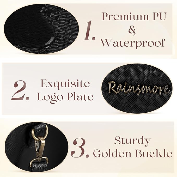 RAINSMORE Laptop Bag for Women 15.6 Inch PU Vegan Leather Work Tote Bag Waterproof Womens Briefcase Designer Computer Bags for Office Teacher College Travel Large Tote Purse Professional Black & Brown