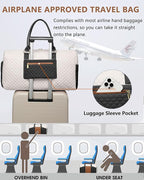 Women Weekender Travel Duffle Bag: Travel Duffel Overnight Bags with Shoe Compartment Large Carry on Tote with Toiletry Bag Weekend Traveling Yoga Gym Hospital Bag for Women with Wet Pocket