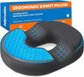 Donut Pillow for Tailbone Pain, Hemorrhoids - Cooling Gel Memory Foam Chair Seat Cushion for Office, Home & Wheelchair, Ergonomic Chair Pad for Pregnancy, Sciatica, Coccyx (Large, Grey)