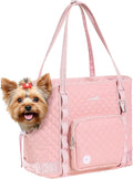 Pecute Dog Purse Carrier, Dog Carrier with Pockets for Small Dogs, Fits Dogs 5 lbs to 9 lbs, Cat and Puppies Tote Bag, Outing, Travel, Vet, Pink