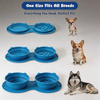 Foldable Dog Travel Bowl with Carabiner Clip, Portable Pet Water Bowl for Hiking Camping Walking, Collapsible Silicone Outdoor Dog Bowl, Space Saving Food & Water Dish for Puppy (Blue)