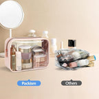 PACKISM Clear Makeup Bag - TSA Approved Toiletry Bag for Carry-on & Checked Luggage, Water Resistant Car Storage Organizer with Reinforced Seams
