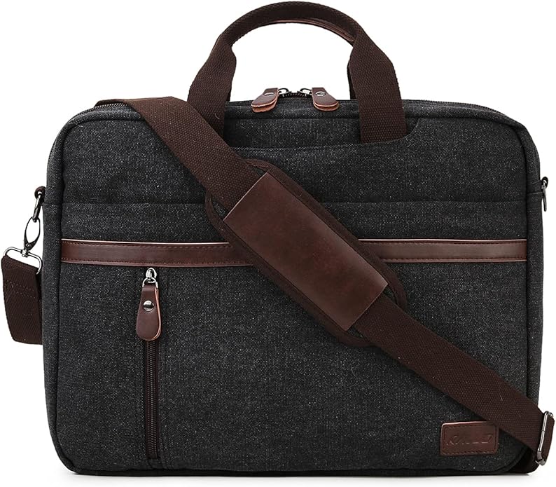 RAVUO Messenger Bag for Men, Water Resistant 17.3 inch Laptop Business Briefcase Canvas Shoulder Satchel for Work Business…