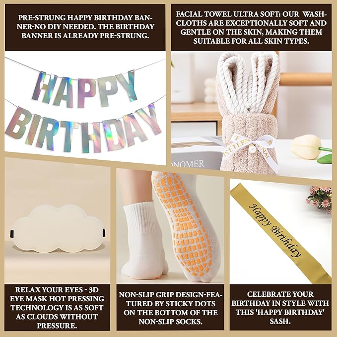 Birthday Gifts for Women, Birthday Spa Gift Basket for Women & Men, Luxury Birthday Spa Gift Box, Rich Bath Essentials, Butter, Candle, happy birthday gifts box for women bath and body care