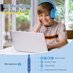 Voopwink Kids Headphones Wired with Microphone, USB Type C Headphones for Kids Girls Boys with Cord/LED Lights/85/94dB Volume Limit, Portable Over Ear Headphones for School/Travel/Tablet/iPad