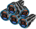 5 Pack Car Charger USB C, 65W Multi Port Dual 12V Cigarette Lighter USB Car Charger Adapter with Voltmeter PD/QC 3.0 Super Fast Charge Car Phone Charger for iPhone 17 16e 15 14 Pro Max Galaxy Android