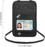 Travel Neck Wallet with RFID Blocking Passport Holder, RFID Blocking Stash Neck Wallet, Neck Storage Bag for Keeping Credit Cards & Travel Documents Safe & Small Change (Black)