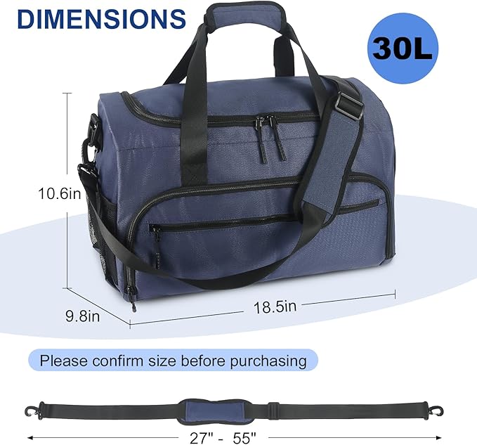 Gym Bag for Men Women, Sport Duffle Bag with Wet Pocket & Shoes Compartment, Water Resistant Overnight Weekender Bag Duffel Bag