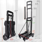 Portable Folding Luggage & Backpack Cart - Heavy Duty Hand Truck for Travel, Shopping, and Moving, with 2 Elastic Straps
