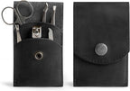 Hide & Drink, Double Nail Clipper Case, Beauty & Personal Care, Commuter and Nomad, Grooming Case, Home & Travel Essentials, Manicure Kit Storage, Full Grain Leather, Handmade (Charcoal Black)