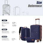 Carry On Luggage Set 22x14x9 Airline Approved Luggage Sets 3 Piece,Suitcases with Wheels,ABS Hard Case Luggage with TSA Lock Spinner Wheels(20 Inch,BP/TB)