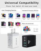 [2-Pack] USB C Wall Charger, Aiminu 40W Fast USB C Charger, 4-Port QC+PD 3.0 Power Adapter Double Fast Wall Plug Type C Charging Block for iPhone 15/14 Pro Max/13/12 mini/11/XS/XR,Tablet, Cube