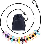 Retractable Portable Travel Clothesline, Clothing Line with 12 Clothes Clips for Indoor Laundry Drying Line with Clothesline Stops, Outdoor Camping Accessories