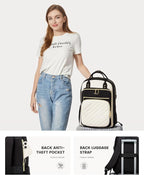 LOVEVOOK Lunch Backpack for Women, 15.6 Inch Laptop Bag with Insulated Cooler Lunch Box, Work Backpack for Teacher Nurse, Travel Backpack Lunch Bag for Camping Picnic Daily Use, Black Beige