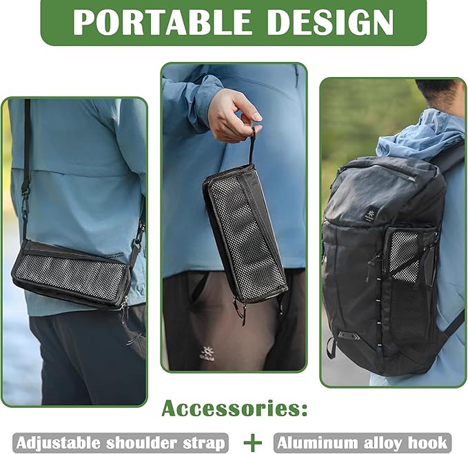 Camping Stool Pocket Chair, Lightweight Portable Stool with Shoulder Strap, Capacity 220lbs for Adults Outdoor Hiking Fishing Travel-Medium Black
