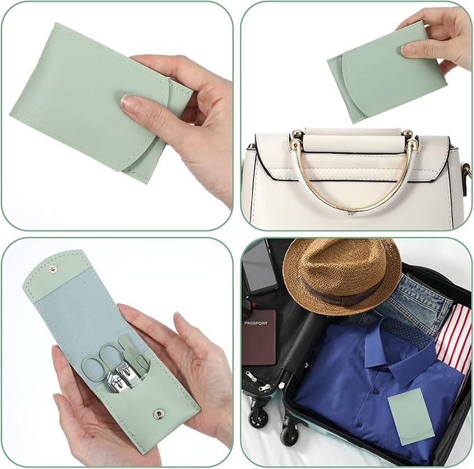 7 in 1 Nail Clipper Set Manicure Kit Premium Stainless Steel Fingernail & Toenail Clippers, Portable Travel Manicure & Pedicure Grooming Care Kits with PU Leather Pouch, Gifts for Men Women Parents