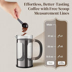 Veken French Press Coffee Maker 34oz, No Plastic Touching Cafe,Thickened Glass Stainless Steel Brewer, Cold Brew Cafetera Tea pot for Kitchen Travel Camping, Gifts, Decor, Bar Accessories, Dark Pewter