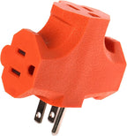 Projectpak 3 Outlet T Shaped Wall Plug Grounding Adapter Splitter Extender Triple Tap – Durable Grounded Power Tap | 3 Pack (Orange)