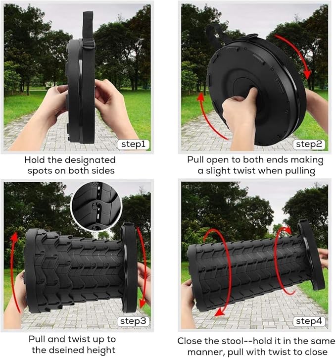 2-Pack Collapsible Stool, 400lbs Max Weight, Lightweight But Sturdy, Portable Retractable Folding Telescoping Foldable Camping Stool for Adults Outdoor Fishing Hiking BBQ