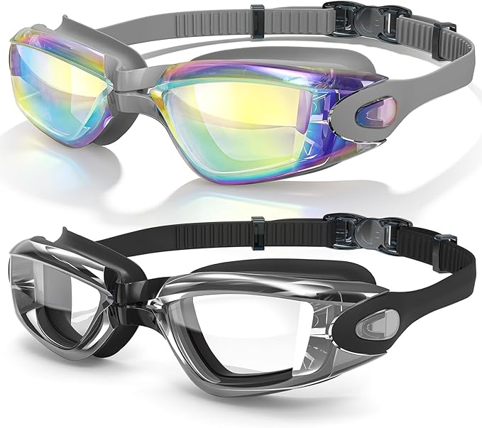 Braylin Swim Goggles, 2-Pack Swimming Goggles, Anti Fog, No Leaking For Adult Women Men Youth