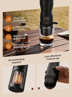 Portable Electric Espresso Maker, Mini Camping Coffee Maker for Travel, Pocket Sized Espresso Machine for NS Capsules, 160ML Large Water Tank, Fast Brewing with Hot Water, Travel/Camping/Office
