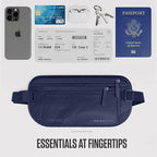 VENTURE 4TH Money Belt for Travel – Slim Hidden Under-Clothes RFID Blocking Anti-Theft Passport Holder & Travel Wallet Pouch for Men & Women to Protect Cash, Cards & Documents (Sleek Navy Blue)