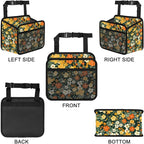 Car Backseat Organizer, PU Leather Back of Seat Cars Hanging Organizer with Pockets Leakproof Car Garbage Bag Hanging Cars Seat Storage Box Travel Accessories Foldable (Flowers Green)