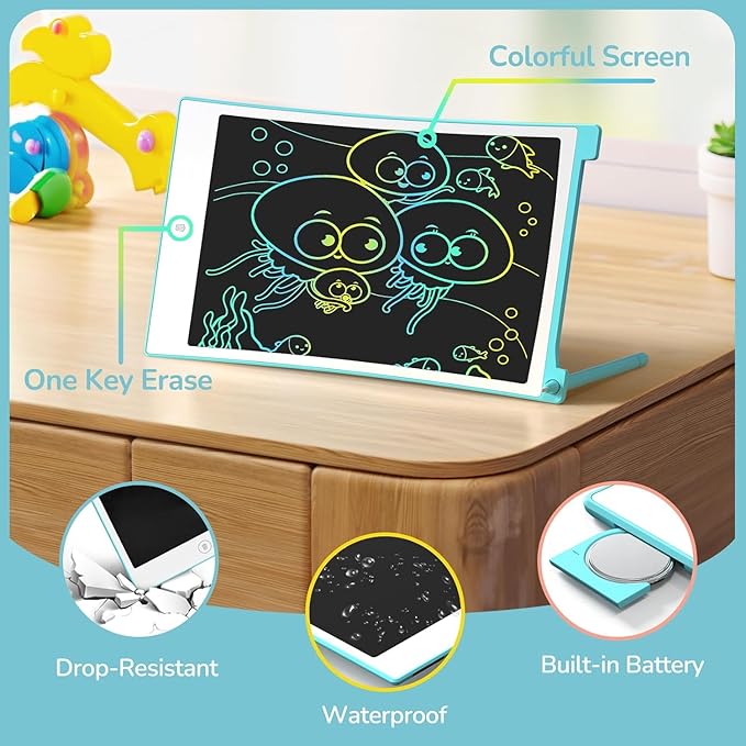 TECJOE 4 Pack LCD Writing Tablet, 8.5 Inch Colorful Drawing Board, Kids Travel Games Activity Learning Toys, Birthday Gifts for 3-8 Year Old Boys Girls Toddlers Preschooler