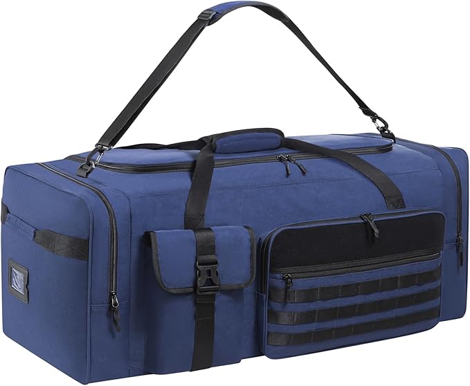 130L Extra Large 36" Heavy Duty Sports Gym and Travel Duffel Bag - Oversized Equipment Gear Bag for Basketball, Baseball, Hockey, Football, Helmets, and Pads - Durable, Giant (Blue)