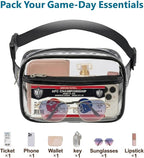 Veckle Clear Fanny Pack Stadium Approved - Plus Size 35-51 Inch Adjustable Strap Transparent Belt Bag for Women Men Fits 7.5" Smartphone, Crossbody Clear Bag for Stadium Events Sports Concerts, Black