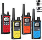 NXGKET Walkie Talkies for Adults Long Rang NOAA Weather Alerts, Rechargeable Walkie Talkies 2 Way Radio 22 FRS Channel with 1800mAh Li-ion Battery USB-C Cable Outdoor Cruises Camping, 4 Pack