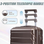 Kids Luggage Sets for Girls, 2 Piece Luggage Set, 20 Inch Rotating Wheel Suitcase with 14 Inch Cosmetic Case, Lightweight Hardshell Suitcase with 360° Spinner Wheels for Travel (Brown)