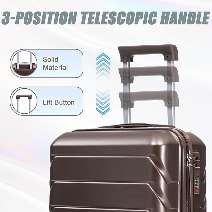 Kids Luggage Sets for Girls, 2 Piece Luggage Set, 20 Inch Rotating Wheel Suitcase with 14 Inch Cosmetic Case, Lightweight Hardshell Suitcase with 360° Spinner Wheels for Travel (Brown)