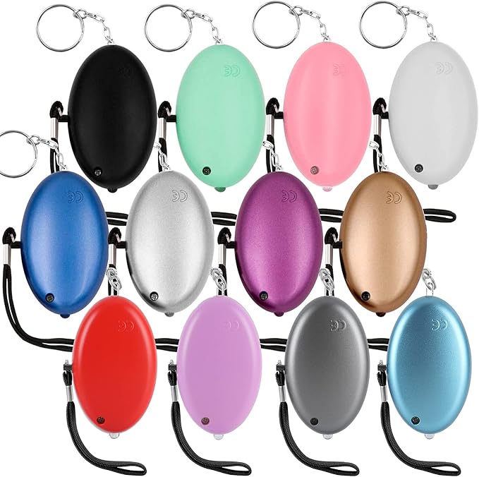 Safe Sound Personal Alarm, 12 Packs 140DB Personal Security Alarm Keychain with LED Lights, Emergency Safety Alarm for Women, Men, Children, Elderly