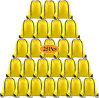 PLULON 25 Pcs Yellow Drawstring Backpack Bags Bulk String Backpack Cinch Sack Pull Sport Gym Backpack Bags for Yoga Traveling Outdoor Sports