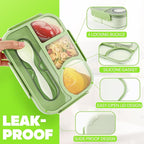 EASYFUN Bento Box Adult, Lunch Box, 4-Compartment Lunch Containers, Drop-Proof, Dishwasher Safe & Made with BPA-Free Materials (Green)