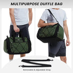Vorspack Gym Bag for Men - 18 Inches Small Duffle Bag for Travel Lightweight Duffel Bag with Shoe Compartment Personal Item Travel Bag Weekender Bag for Travel Sports Gym - Green