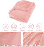 Travel Blanket and Pillow Set, 300 GSM Soft Fleece, 60x43 Inches, 3-in-1 Compact with Bag, Pink
