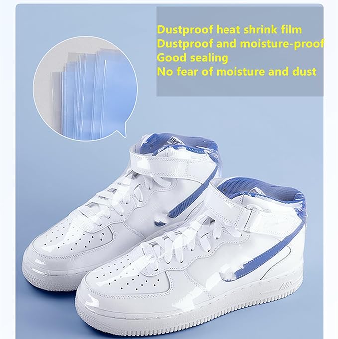 200-Pack Shoe Shrink Wrap Bags - 11x18 Inches Sneaker Heat Shrink Wrap for Men & Women - Shoe Organizer Bags to Prevent Sole Yellowing & Keep Dust Away (shoe bag-200PCS)