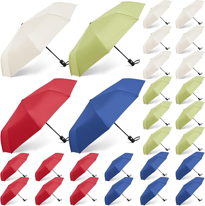 Amylove Windproof Travel Compact Umbrellas Bulk Wind Resistant Folding Auto Open and Close Rain Automatic Travel Collapsible Portable Umbrellas for Men and Women Gifts 4 Colors