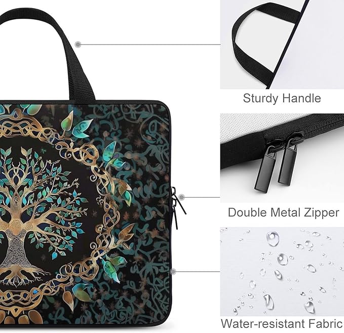 Tree of Life Bohemian Laptop Bag Laptop Case Computer Messenger Bag with Adjustable Shoulder Strap