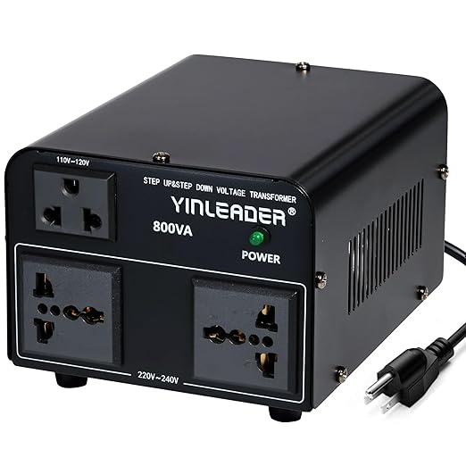 Yinleader 800W Voltage Converter Step Up 110V-120V to 220V-240V & Step Down 220V-240V to 110V-120V Power Transformer w/US Power Cord,Circuit Breaker Protection (VTUS-800)