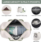 Travel Weekender Duffle Bags for Women - Duffel Bag with Shoe Compartment Carry On Overnight Bag with Toiletry Bag with Wet Pocket for Gym Hospital Bags for Labor and Delivery Beige Green