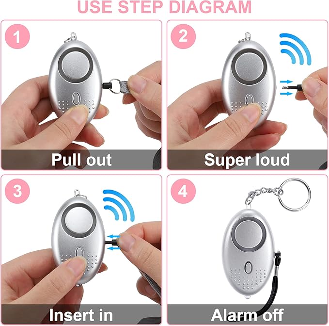 Safe Sound Personal Alarm, 12 Packs 140DB Personal Security Alarm Keychain with LED Lights, Emergency Safety Alarm for Women, Men, Children, Elderly