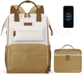 Maelstrom Travel Backpack for Women Men,Laptop Backpack Fits 15.6-17.3 Inch Laptop, Nurse/Work Bag with Insulated Lunch Box (Khaki-beige)